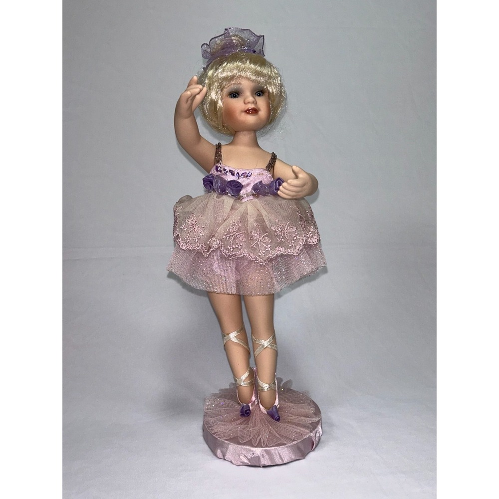 Vintage "Lauren" Jointed Porcelain Ballerina Doll 11" Delton Products Lavender - Picture 2 of 9